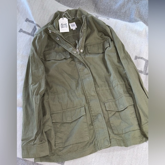 NWT Upcycled “Gucci” embroidered Tiger patch olive green field jacket size XL - Picture 4 of 15